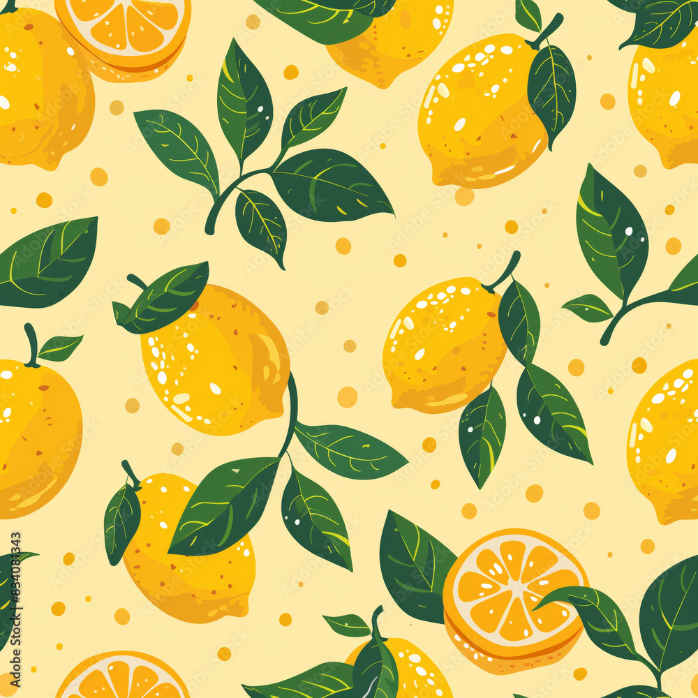 Cute simple lemon pattern on yellow background, seamless Cute simple lemon pattern on yellow background, seamless