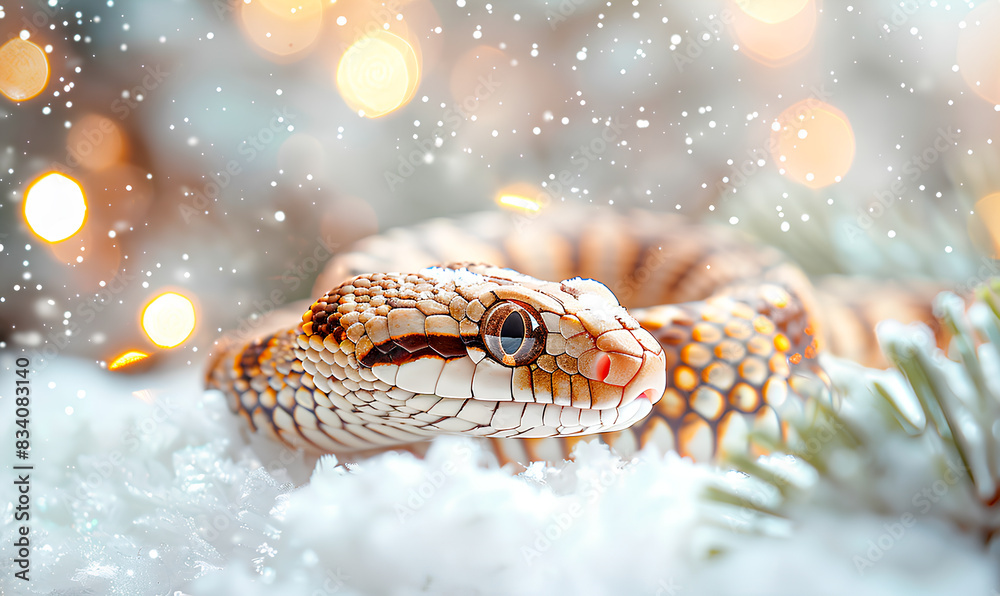 snake as a symbol of 2025 on a Christmas background snake as a symbol of 2025 on a Christmas background