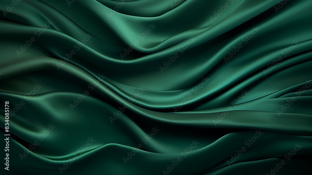 Obraz premium dark green wavy silk banner