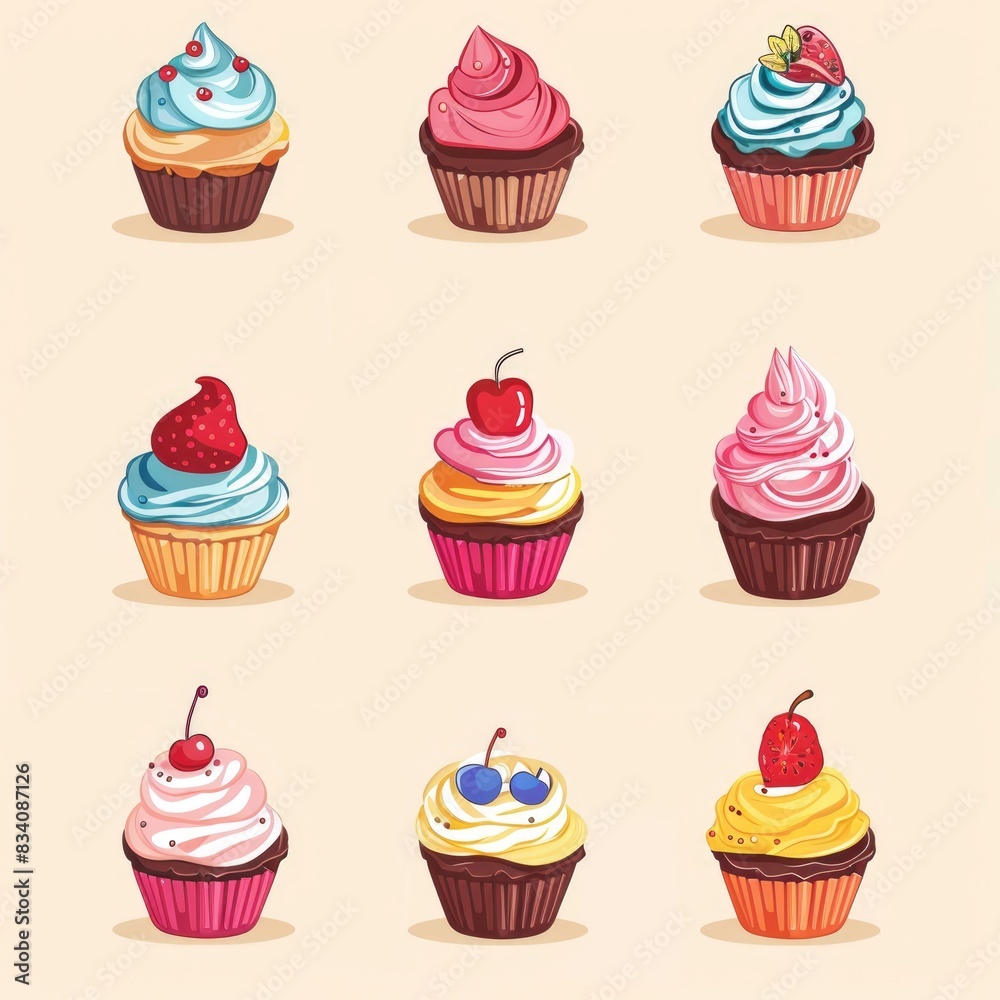 Cupcake Design - Sweet Set of Decorative Icons and Scrapbook Elements Cupcake Design - Sweet Set of Decorative Icons and Scrapbook Elements