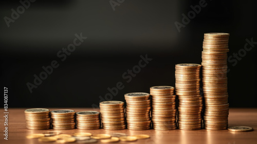 Gold coins arranged in ascending order representing wealth accumulation