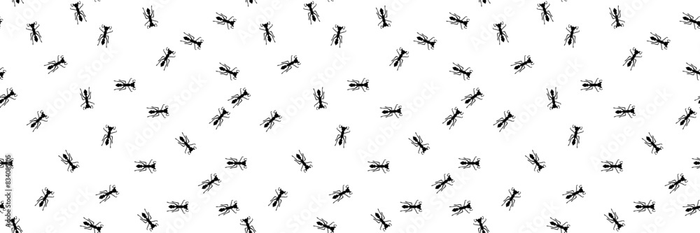 Ant trail seamless pattern. Insect invasion concept.