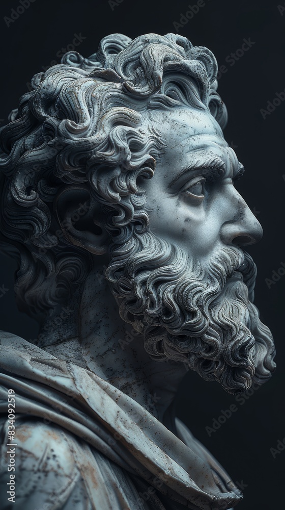 Ancient Greek God Profile on Black Background Generative AI Ancient Greek God Profile on Black Background Generative AI