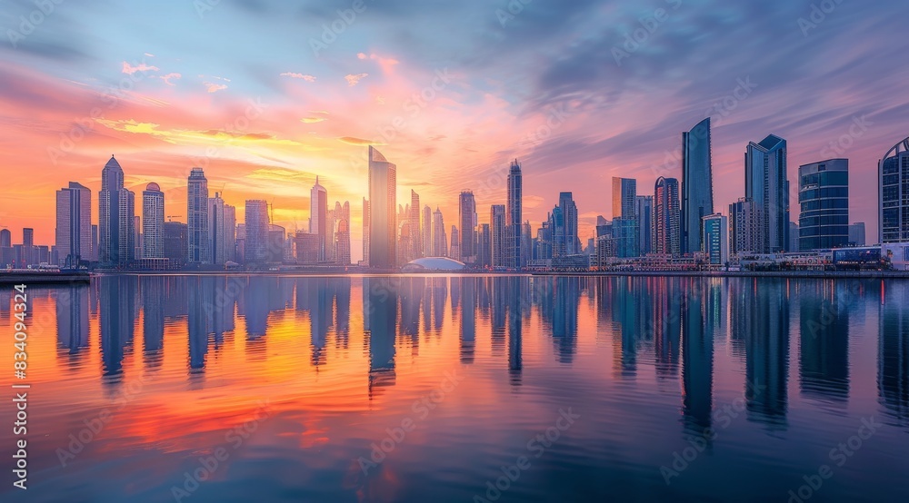 Fototapeta premium City Skyline Across Vast Water