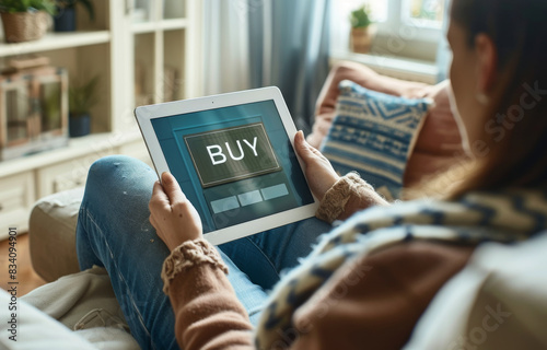 Person Sitting on Couch Holding Tablet