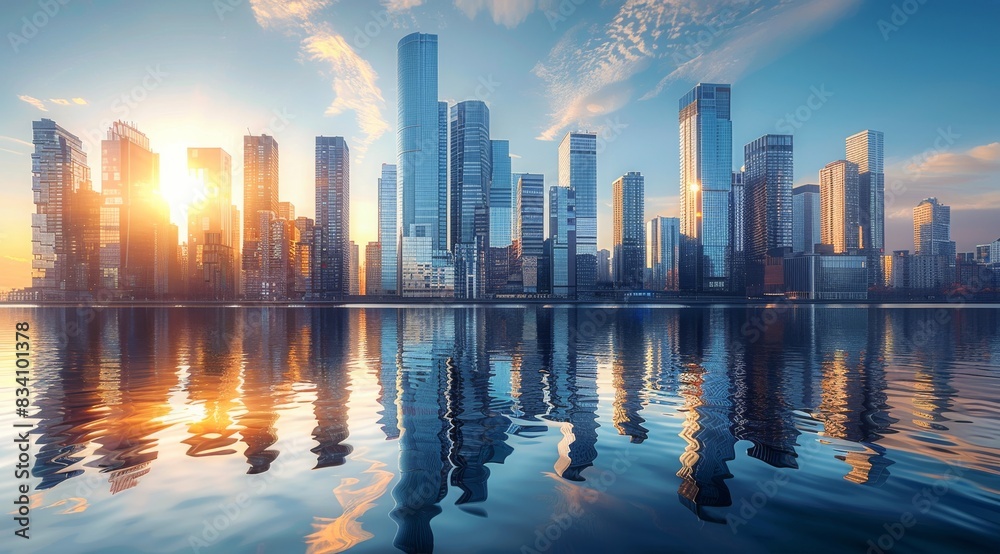 Fototapeta premium Cityscape With the Setting Sun
