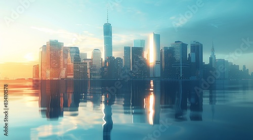 Cityscape With the Setting Sun