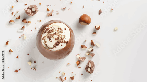 gourmet chocolate egg with nut filling on a serene background	
