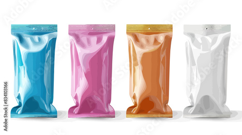 Bright glossy packaging bags isolated on white for commercial use	
