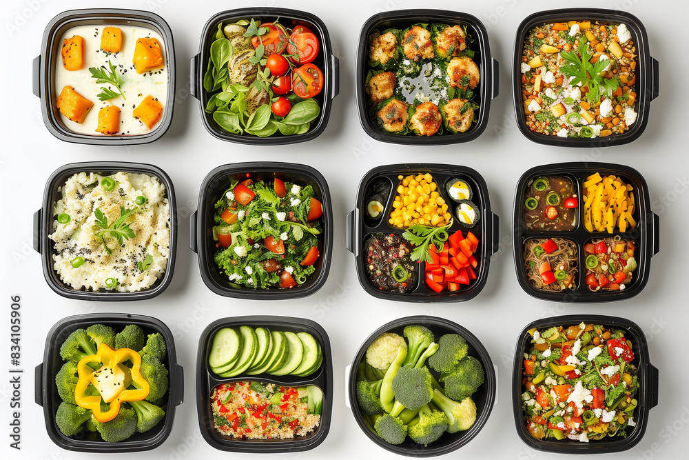 Assorted Food Trays Filled With Various Dishes Assorted Food Trays Filled With Various Dishes
