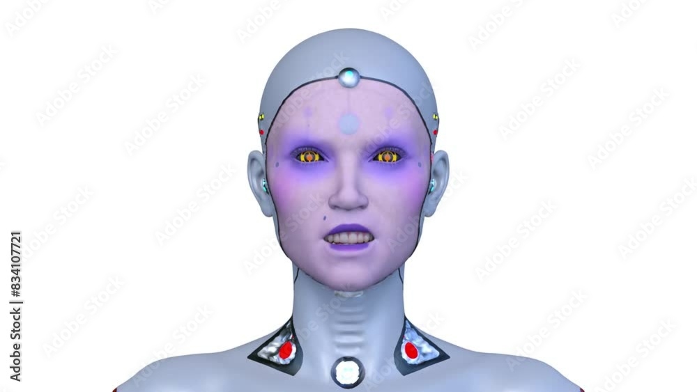 女性サイボーグの顔クローズアップ 3DCGレンダリング 女性サイボーグの顔クローズアップ 3DCGレンダリング