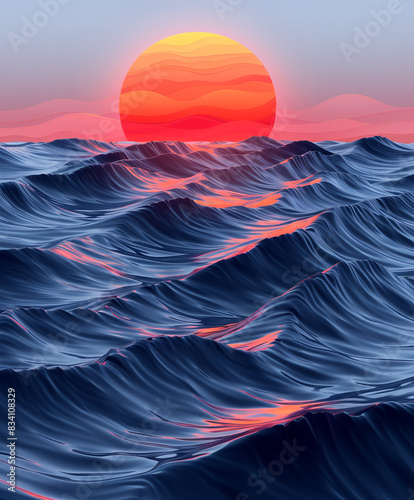 Sunset over the ocean © DinoBlue