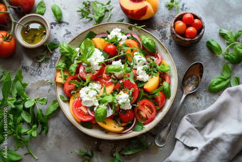 Tomato and Peach Salad With Whipped Goat Cheese