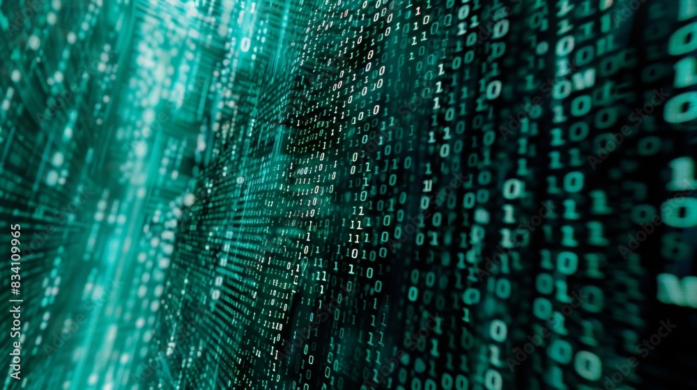 An abstract digital background with binary code and AI algorithms running in the background An abstract digital background with binary code and AI algorithms running in the background