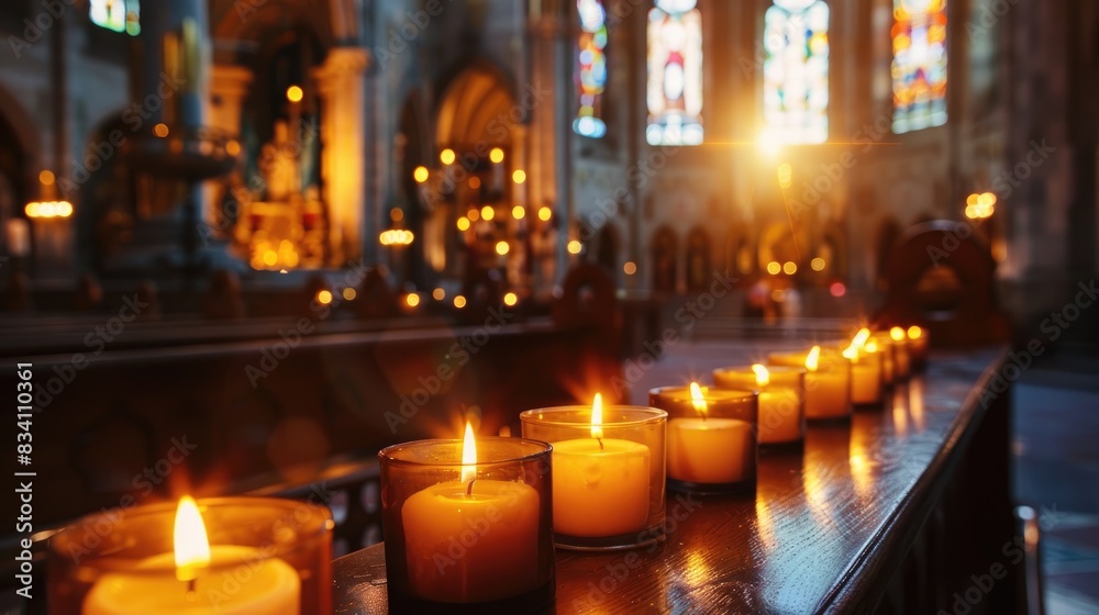Candle lighting ritual in a Christian place of worship Candle lighting ritual in a Christian place of worship