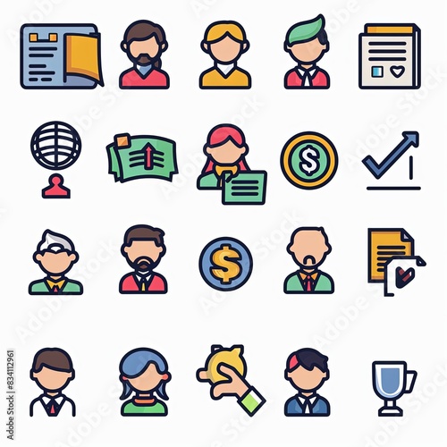 A collection of icons for business and finance