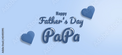 happy father's day with solid color letter and smooth blue background