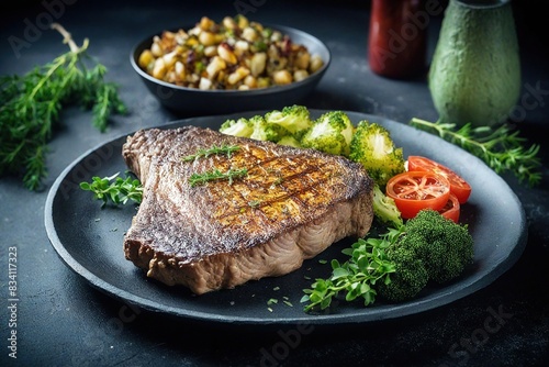 grilled steak with vegetables