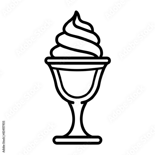 Ice Cream Icon with Soft Serve in Black Outline