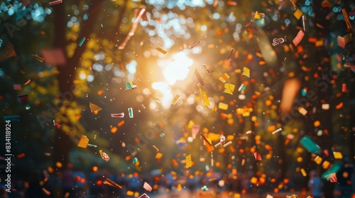 Group of People Standing in Front of Confetti