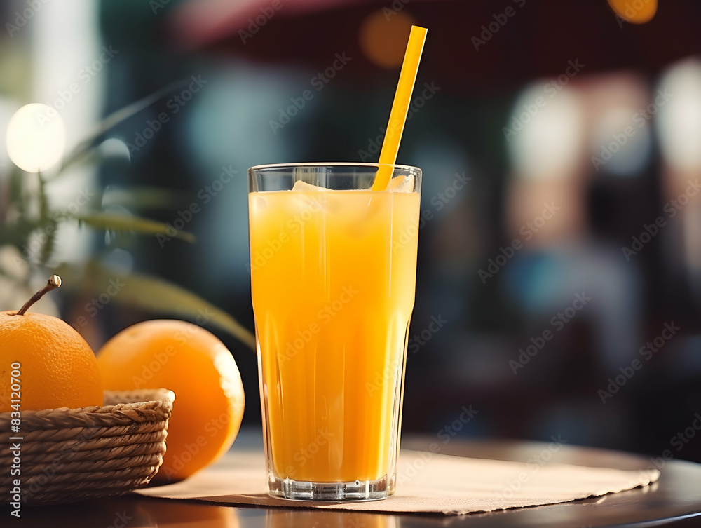 A Glass of orange juice with slice of orange, Refreshing and healthy orange juice ice in a glass with summer background, orange juice photo A Glass of orange juice with slice of orange, Refreshing and healthy orange juice ice in a glass with summer background, orange juice photo