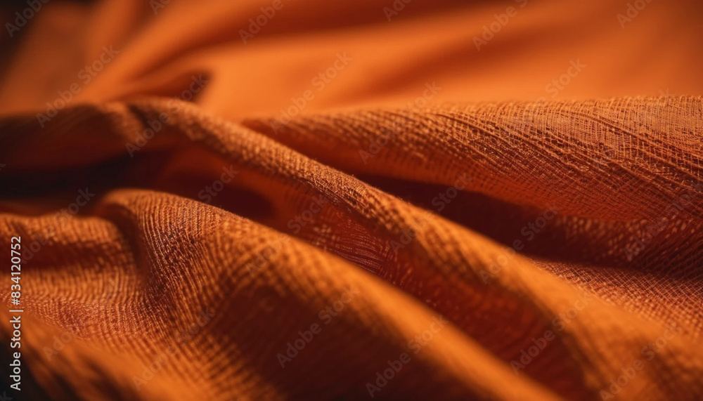 Natural orange draped linen as a background 
