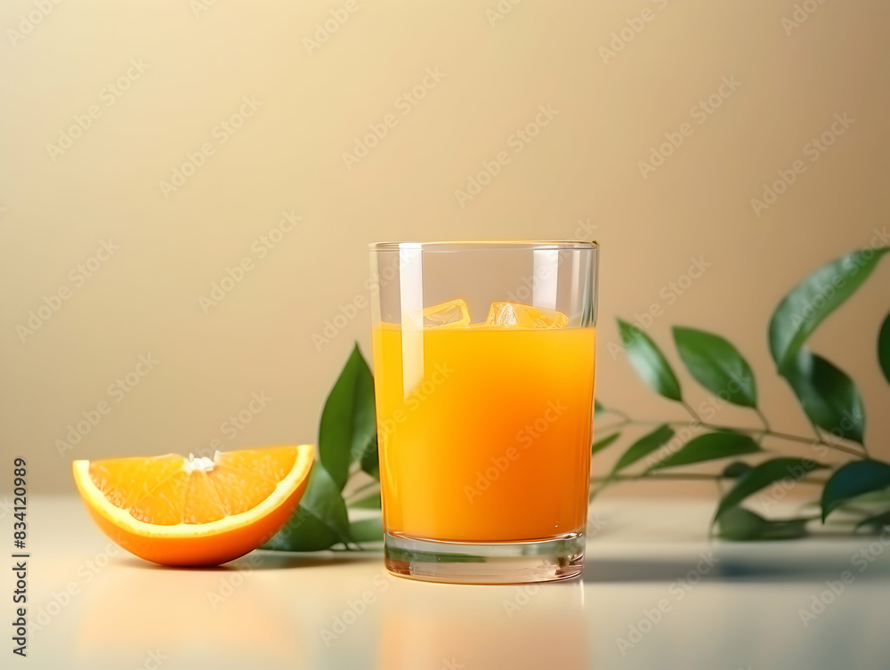 A Glass of orange juice with slice of orange, Refreshing and healthy orange juice ice in a glass with summer background, orange juice photo A Glass of orange juice with slice of orange, Refreshing and healthy orange juice ice in a glass with summer background, orange juice photo