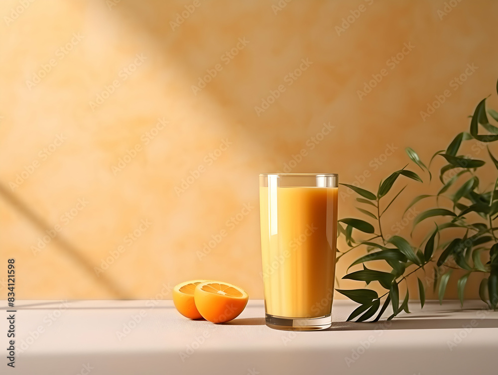 A Glass of orange juice with slice of orange, Refreshing and healthy orange juice ice in a glass with summer background, orange juice photo A Glass of orange juice with slice of orange, Refreshing and healthy orange juice ice in a glass with summer background, orange juice photo