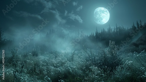 A moonlit field with ninja's camouflage. photo