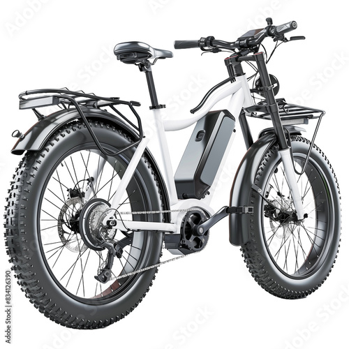 Electric bike in white color. Unisex e-bike.