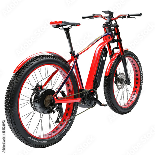 Modern red electric bicycle. Bike of the future.