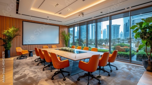 Conference Room With Long Table and Chairs