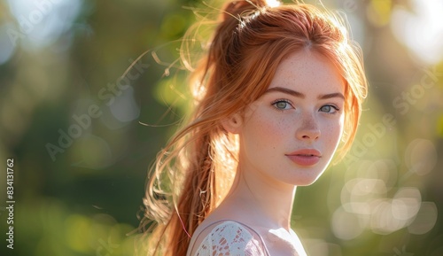 Woman With Red Hair Looking at Camera
