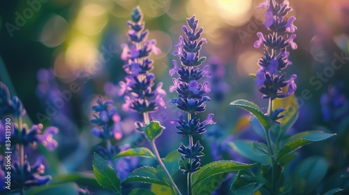 Captivating photo of a wild spring plant with purple flowers