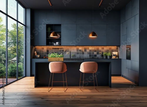 Kitchen With Two Chairs and Counter