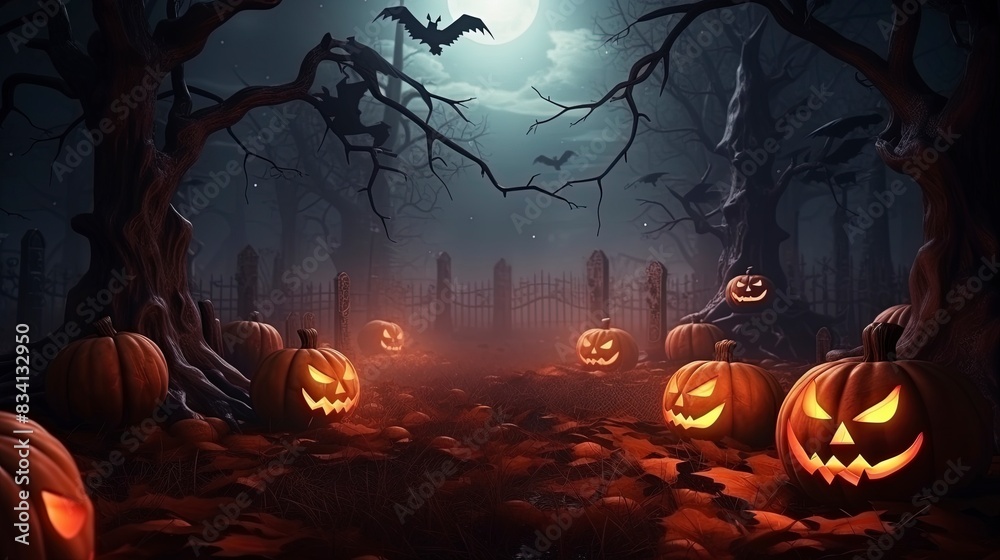 halloween background with pumpkins, generative ai halloween background with pumpkins, generative ai