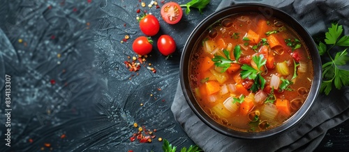 Fresh tomato and vegetable cabbage soup photo