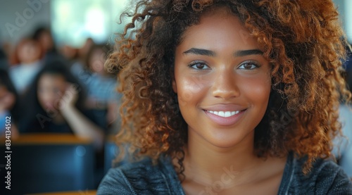 Smiling Woman With Curly Hair
