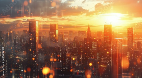 A Citys Sunset View From a Window