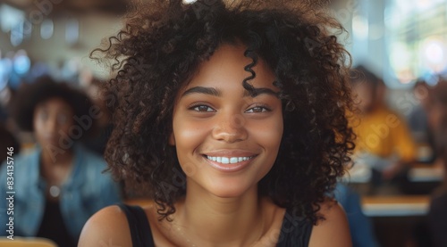 Smiling Woman With Curly Hair