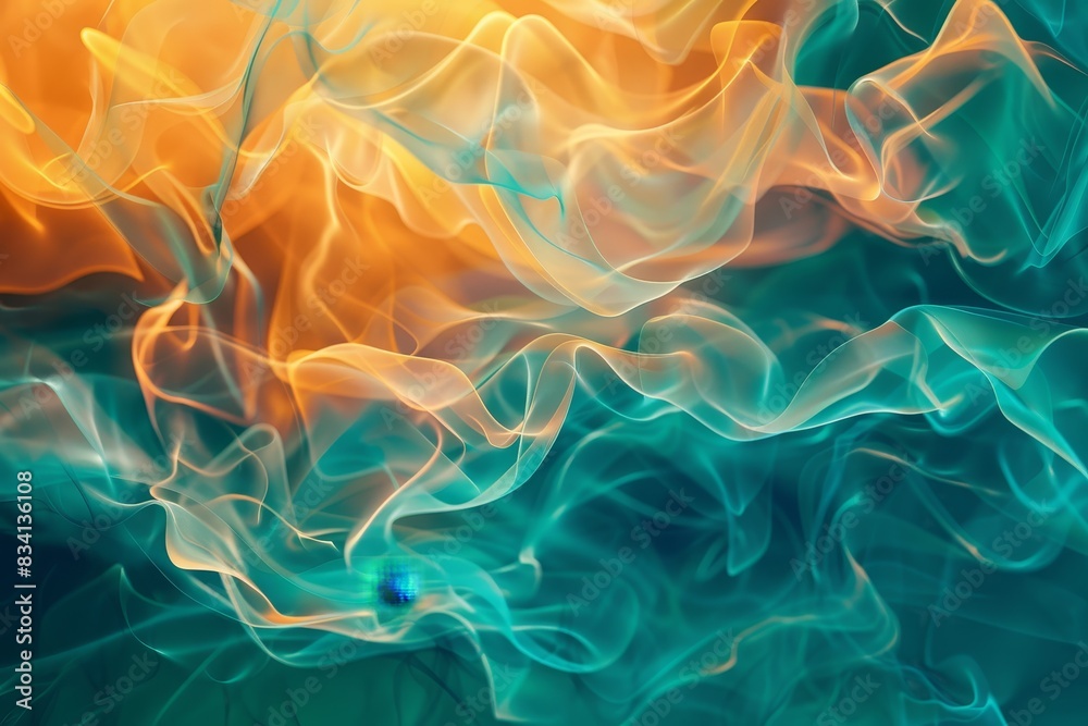 Fototapeta premium Dynamic 3D Abstract Design with Bold Teal and Orange Color Layers