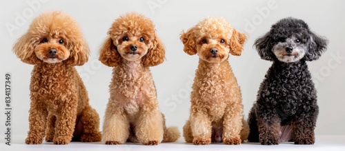 Obraz na płótnie Four poodles sitting in a row