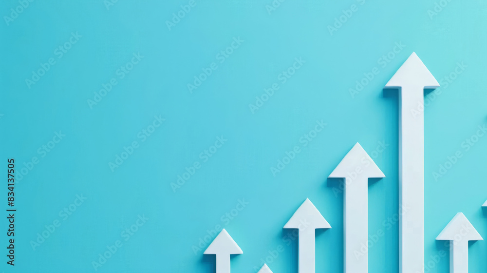 Paper cutout arrows on a vibrant blue background, symbolizing upward growth Paper cutout arrows on a vibrant blue background, symbolizing upward growth