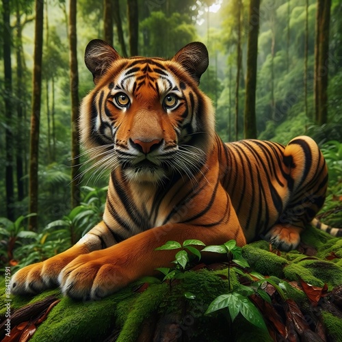 Illustration of a tiger posing