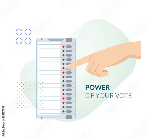 Power of Elections - Pressing button on Electronic Voting Machine  - Stock Illustration