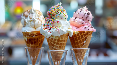 national ice cream month with ice cream festivals and family outings. generative ai