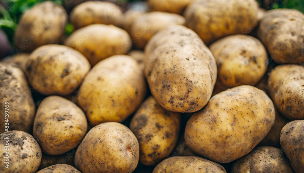 fresh organic potatoes with natural textures, symbolizing wholesome, nutritious food fresh organic potatoes with natural textures, symbolizing wholesome, nutritious food