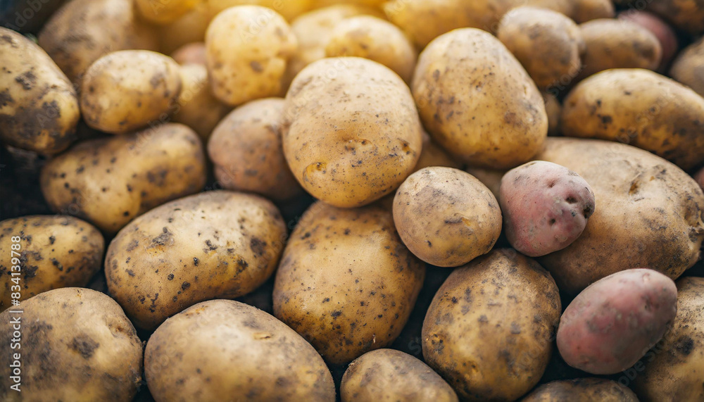fresh organic potatoes with natural textures, symbolizing wholesome, nutritious food fresh organic potatoes with natural textures, symbolizing wholesome, nutritious food