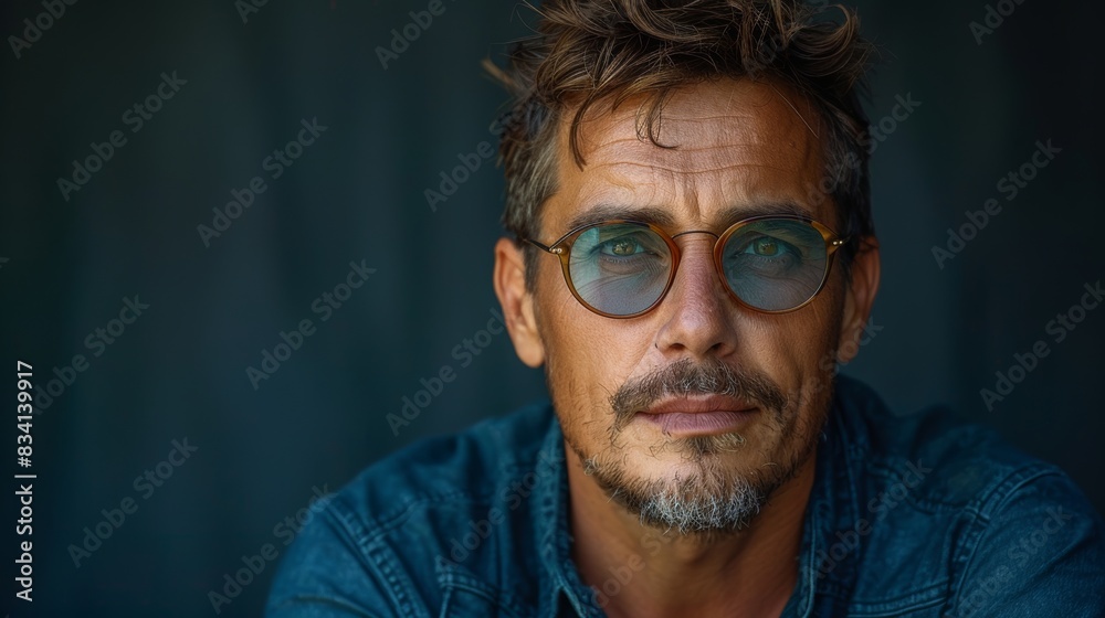 A confident entrepreneur wearing sunglasses in the studio, surrounded by success A confident entrepreneur wearing sunglasses in the studio, surrounded by success