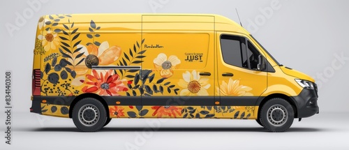 Design a professional mockup of a company vehicle wrap for a delivery service.